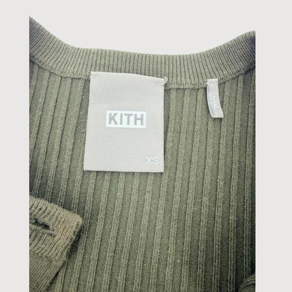 Kith Cropped Ribbed Cardigan Olive XS - Picture 4 of 9
